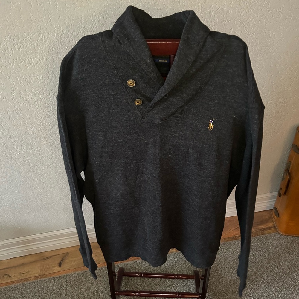 Polo By Ralph Lauren Two Button Rolled Collar Sweater